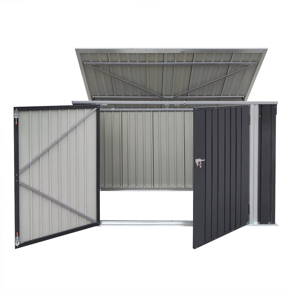 Panana Garden Storage Shed Bike Metal Pent Tool Shed House Galvanized Steel Can Put 3-4 Bicycles (D105x W210x H130cm)