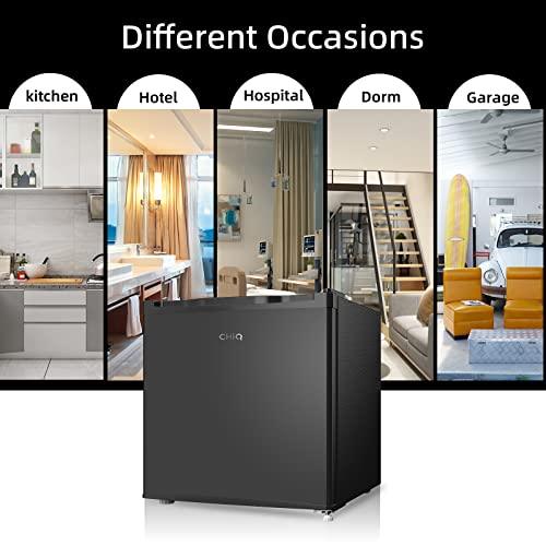 CHiQ CSD31D4EU, 31L, Mini Fridge Freezer, E, Dual Purpose, 0°C to 10°C, -18°C to -24°C, 4 Star Freezing, for TableTop, 12-Year Compressor Service, Black, 2023 New