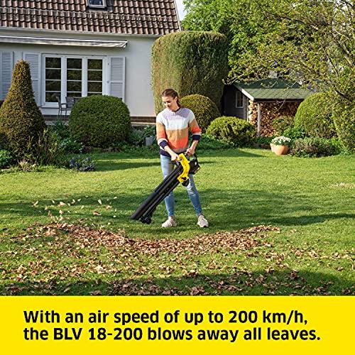 Kärcher BLV 18-200 Cordless Battery Blower Vac with mulching function, air speed: 200km/h, collection box volume: 45l, weight: 3.5kg, can be used with Kärcher 18v battery, without rechargeable battery
