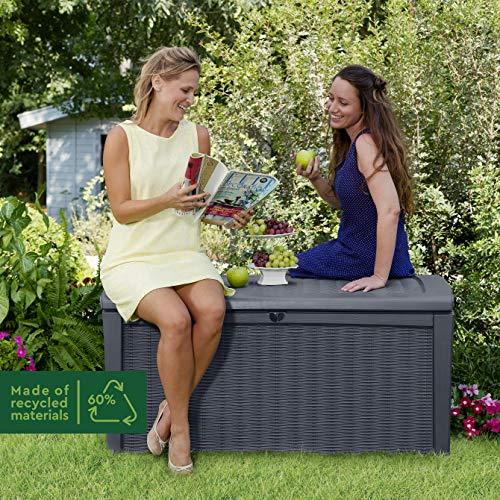 Keter Borneo 416L Outdoor Garden Storage Box Garden Furniture - Grey