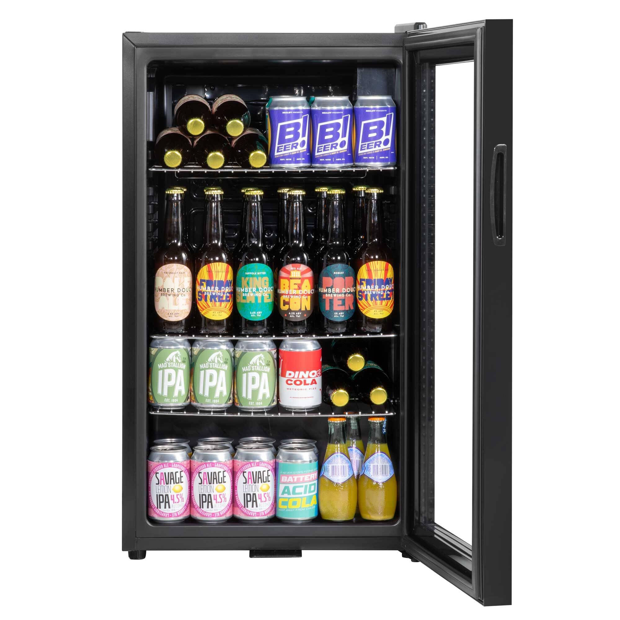 85L Under Counter Drinks/Beer & Wine Cooler Fridge with Light, Black - DH13