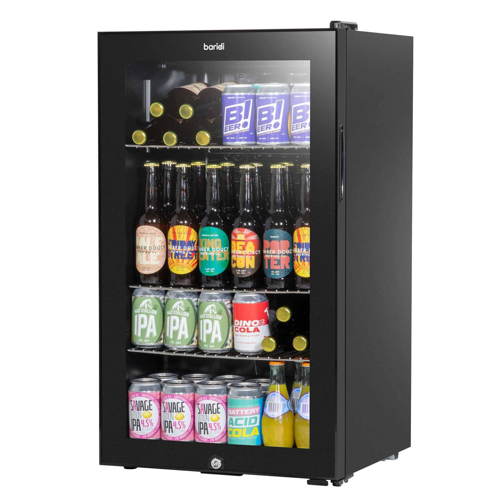 85L Under Counter Drinks/Beer & Wine Cooler Fridge with Light, Black - DH13