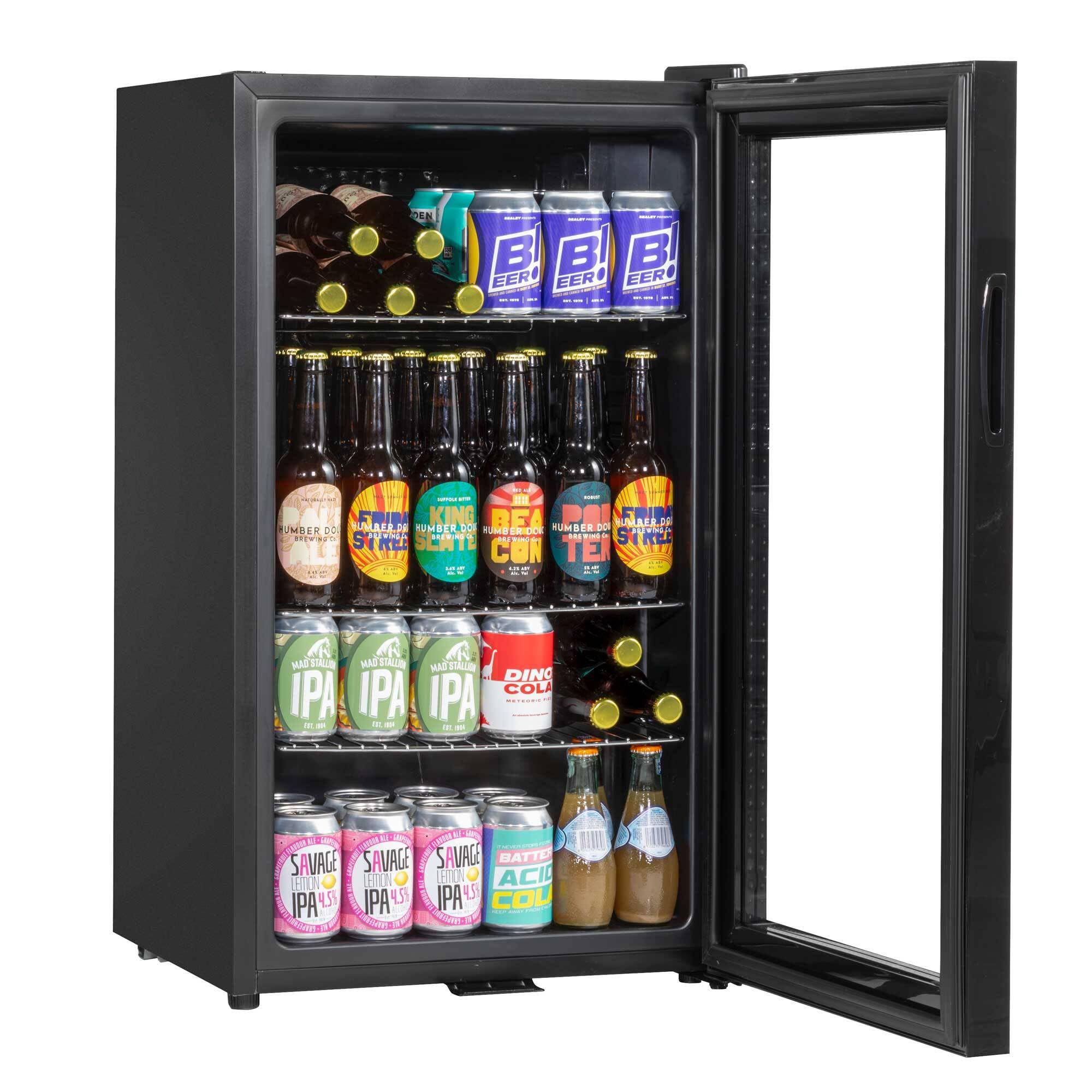 85L Under Counter Drinks/Beer & Wine Cooler Fridge with Light, Black - DH13