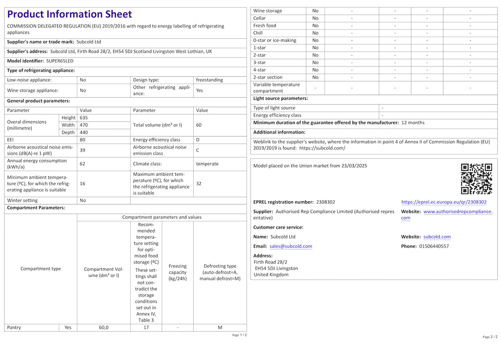 Super65 LED - Table-Top Fridge | 65L Beer, Wine & Drinks Fridge | LED Light + Lock & Key | Energy Efficient (Black)