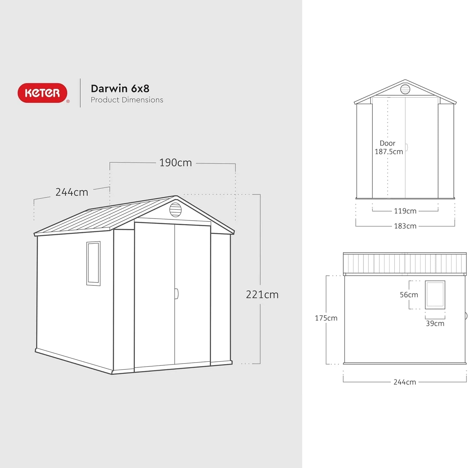 6×8 Darwin Heavy Duty Plastic Garden Shed – Green