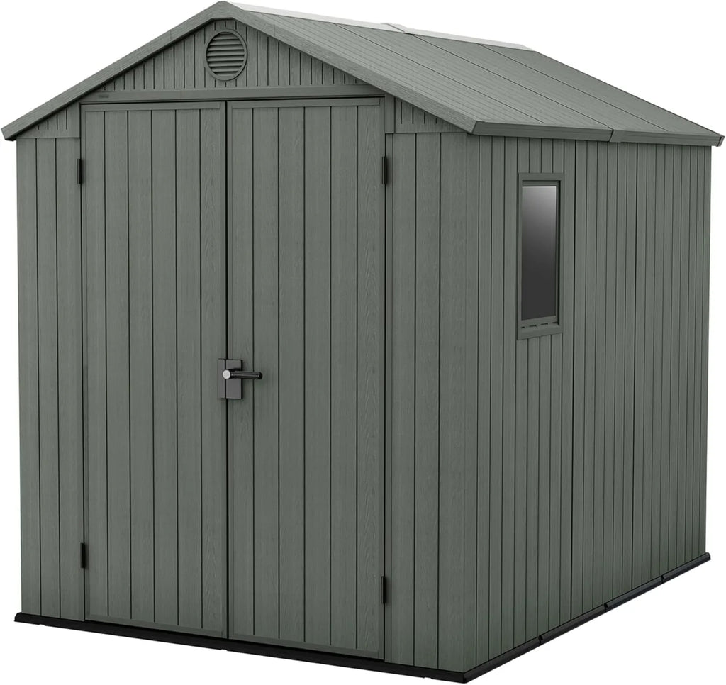 6×8 Darwin Heavy Duty Plastic Garden Shed – Green